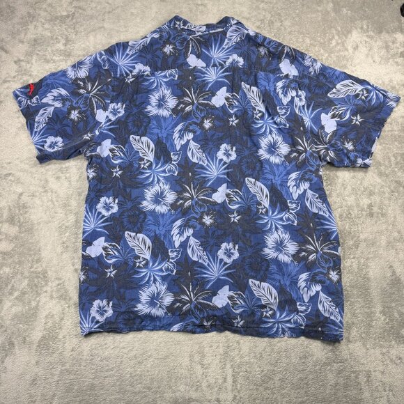 Tommy Bahama Patriots Floral Hawaiian Shirt 100% Silk Mens 3XL Camp Resortwear - Picture 3 of 7